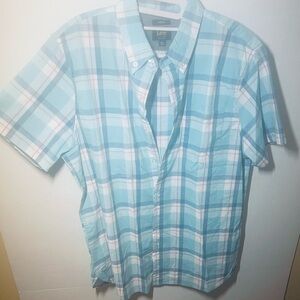 Lee Men's Light Blue Plaid Button Down Shirt. Sz. L